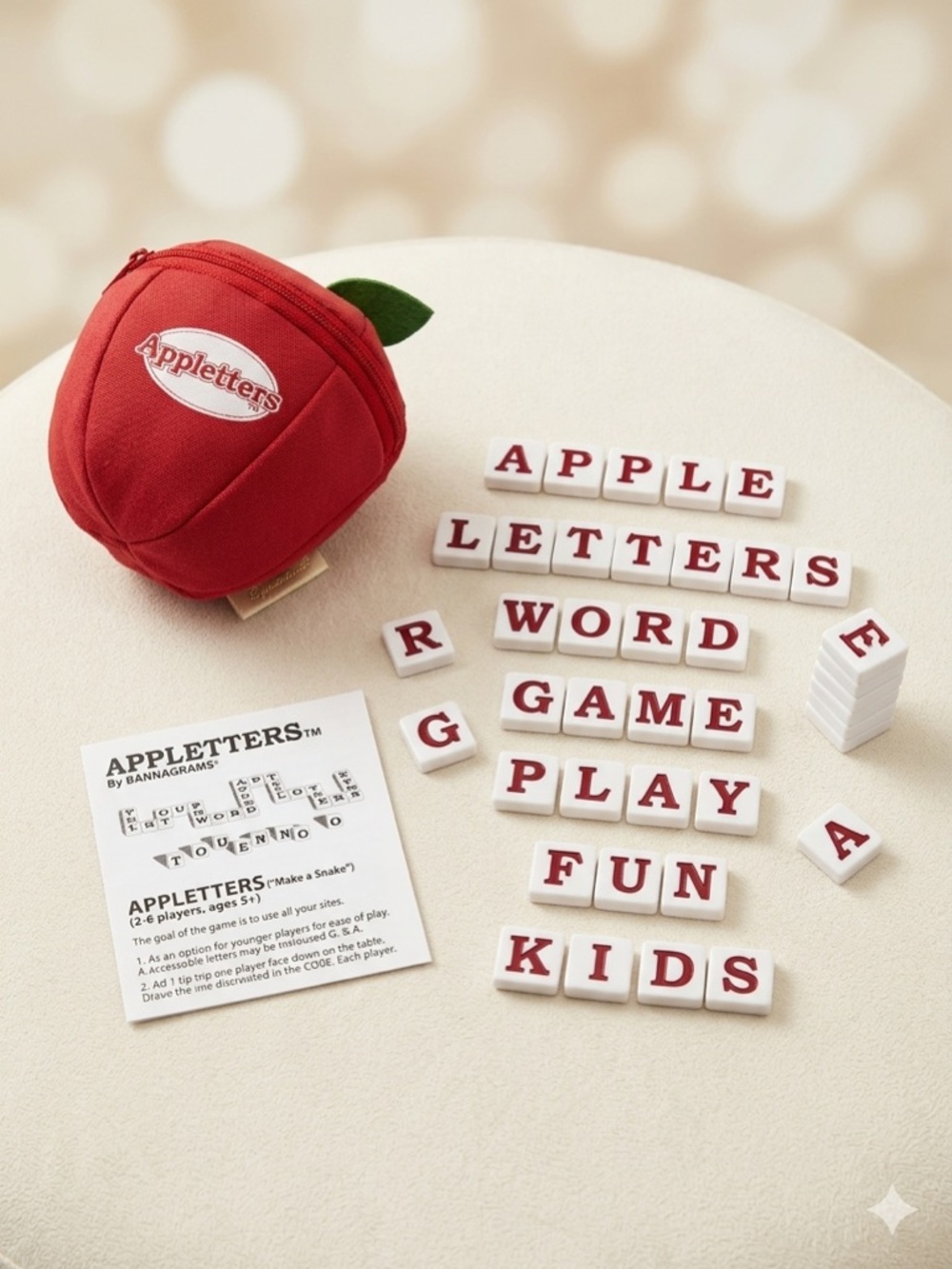 Appletters Kids Spelling Game Apple Shaped Zippered Case Educational Word Toy
